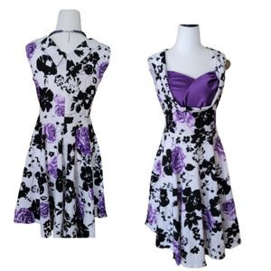 SEN MIAO FASHION RETRO PIN-UP SWING DRESS W/ PURPLE SATIN STYLE SHELF BUST